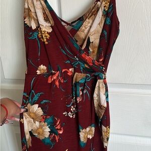 Floral Burgundy Wrap Dress